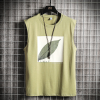 潮流复古运动坎肩印花背心男健身宽松无袖纯棉篮球t恤