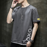 男短袖潮男士上衣夏季港风潮流印花透气半袖宽松简约T恤
