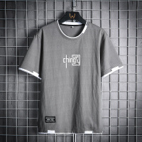 t恤短袖男夏季日系潮牌ins假两件潮流纯棉宽松男生半袖上衣服体恤