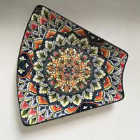 波西米亚家用烤盘手柄碗餐具套装高颜值饭碗双耳汤碗盘子绿波斯9英寸拼盘1036