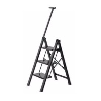 得力(deli) 折叠梯(黑)三步带单扶手铝合金