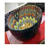 波西米亚家用烤盘手柄碗餐具套装高颜值饭碗双耳汤碗盘子绿波斯6英寸树纹碗1036