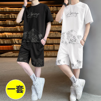 短袖套装T恤男夏季薄款ins潮牌短裤宽松大码五分袖青少年纯棉半袖