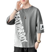 设计感小众拼接短袖t恤男夏季潮牌宽松衣服ins港风百搭潮流时尚半袖