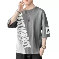 设计感小众拼接短袖t恤男夏季潮牌宽松衣服ins港风百搭潮流时尚半袖