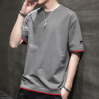 纯棉短袖男宽松潮流夏季印花T恤休闲运动套装学生帅气衣服一套