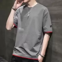 纯棉短袖男宽松潮流夏季印花T恤休闲运动套装学生帅气衣服一套