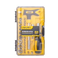 得力(deli) 家用套筒S2批头(黄)29件套