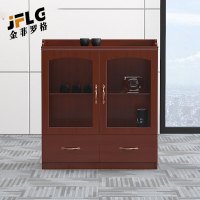 金菲罗格油漆茶水柜办公室实木皮收纳矮柜