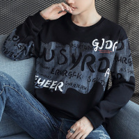 字母印花男士卫衣春秋新款休闲百搭圆领宽松男装春季上衣长袖T恤