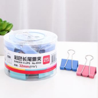 得力8552-2#彩色长尾票夹41mm(筒装)(混)(24只/筒)