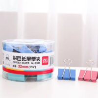 得力8553-3# 彩色长尾夹票夹32mm筒装(混)(24只/筒)