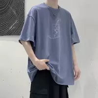 短袖t恤男日系简约重磅长绒新疆棉体恤宽松潮流百搭美式休闲上衣服夏季