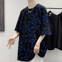 大熊字母印花宽松体恤210g重磅纯棉T恤新款休闲短袖潮流ins