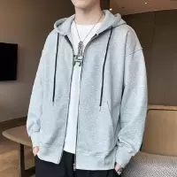 连帽卫衣男春秋季中青年秋装运动宽松大码休闲开衫拉链外套