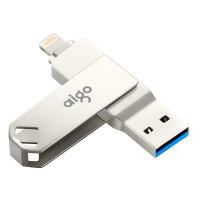 爱国者(aigo) U375精耀版 USB3.0 128GB Lightning 苹果U盘 手机电脑两用 银色