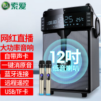 索爱 自带声卡 户外便携式蓝牙音箱 双话筒T56