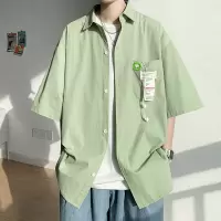 短袖衬衫男夏季宽松高级感外套休闲百搭慵懒随性薄款衬衣潮