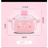 橙叶砂锅煲汤炖锅家用燃气煤气灶专用耐高温沙锅陶瓷煲小号煲仔饭 萌兔砂锅 粉色3L