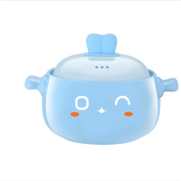 橙叶砂锅煲汤炖锅家用燃气煤气灶专用耐高温沙锅陶瓷煲小号煲仔饭 萌兔砂锅 蓝色3L