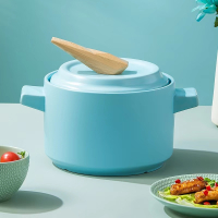 橙叶砂锅炖锅家用燃气煲汤炖汤煲仔饭陶瓷煲煤气灶专用沙锅耐高温 素韵系列砂锅 蓝色3.5L