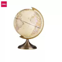 得力(deli) 2178 Ф25cm双面刻度仿古世界地球仪 商务礼品办公居家摆设儿童礼物 元旦圣诞节礼物 黄色