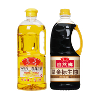 鲁花5S压榨一级花生油1L+鲁花特级金标生抽酱油1L物理压榨家用炒菜组合装