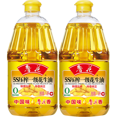 鲁花5S压榨一级花生油1.8L*2物理压榨 食用油 健康炒菜家庭