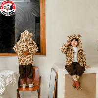 史努比(SNOOPY)男女小中童连帽披风外套新款韩版秋冬季宝宝加厚儿童毛毛衣SXM108