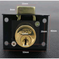 老式抽屉锁101办公桌文件柜锁808柜子柜门锁铜芯505 303家具锁芯22*17mm 黑色