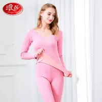 浪莎保暖内衣女加绒加厚秋衣冬季修身美体上衣中年无痕内穿打底衫 豆沙 均码(适合身高155-175cm)
