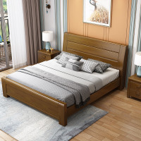 洛来宝新中式实木床大床双人床经济型简约现代家具主卧床 1.8米大床+2个床头柜