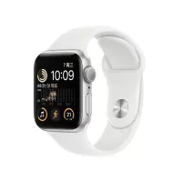 Apple Watch SE 2022款智能手表 44mm GPS版 银色铝金属表壳 运动型表带