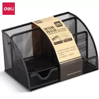 得力(deli)9200创意金属网纹办公笔筒 黑色