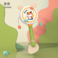 吉宝宝拨浪鼓婴儿可啃咬牙胶摇铃手摇鼓玩具儿童大波浪鼓 绿色小鹿