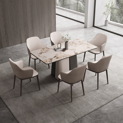 芝華仕(CHEERS)芝华仕餐桌椅组合 岩板圆桌 意式极简多功能大户型饭桌 PT036餐桌椅