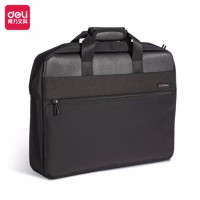 得力(deli)公文包 办公手提袋会议包事务包 加厚大容量商务拉链袋电脑公文包 黑色 63799