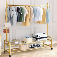 豫亨 衣帽架双层1540*1200*370mm 轻奢衣帽架简约落地卧室挂衣架可移动网红简易挂衣服架子卧室家用