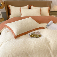 床上加厚四件套高端轻奢立体雕花牛奶绒法兰珊瑚绒双面绒被套床单