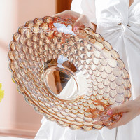 茶几大果盘大容量轻奢风客厅家用水果盘茶几简约现代透明玻璃零食盘果盆果篮