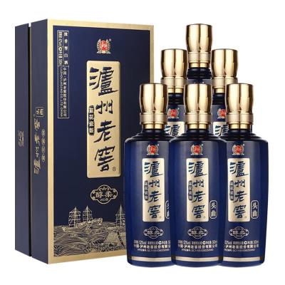 泸州老窖 蓝花瓷 头曲 醇柔 浓香型白酒 52度500ml 6瓶整箱装(内含3个礼品袋)