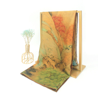 罗纱物语薄款真丝披肩女春秋夏四季百搭香云纱花罗 桑蚕丝丝巾古典礼盒装 云烟揽胜