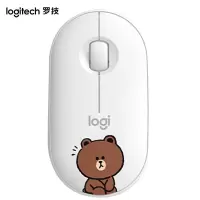 罗技(Logitech)Pebble鹅卵石简约轻薄无线双重连接蓝牙鼠标 布朗熊