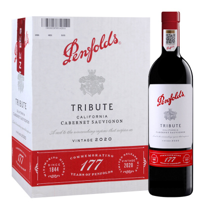 美国奔富 Penfolds 红酒 礼赞系列177周年限量款加州赤霞珠干红 750ml*6瓶 红酒整箱装