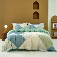 凯盛家纺全棉几何元素磨毛四件套纯棉秋冬季床单床上用品加厚宿舍保暖磨绒被套(魔方)