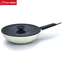 卡特马克GYL-BYL30CB白玉兰锅炒锅麦饭石不粘锅家用炒锅电磁炉燃气灶煤气灶适用炒菜专用炒锅