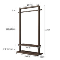 鑫环境 衣帽架挂衣衣架家用落地卧室客厅收纳架子带轮移动实木置物架衣服