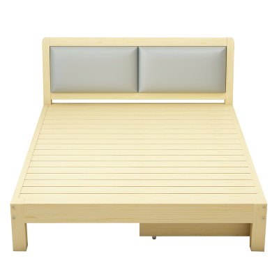 绵冠MIANGUAN实木床米现代简约双人床主卧经济型出租房软包靠背木板床