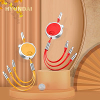 现代HYUNDAI-虎年一拖三伸缩数据线 YH-NB010 红色 /黑色/黄色/绿色 202*90*26mm