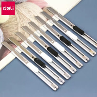 得力2053美工刀 5把 小号简约美工刀 碳素钢制刀片 裁纸刀 自动固定刀片 切纸刀 壁纸刀 混色装